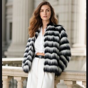 Idle minds Faux fur stripe jacket